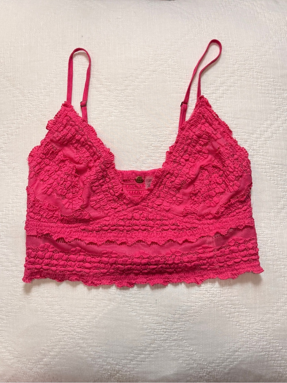 Free People Hot Pink Crochet Lace Bralette Tank